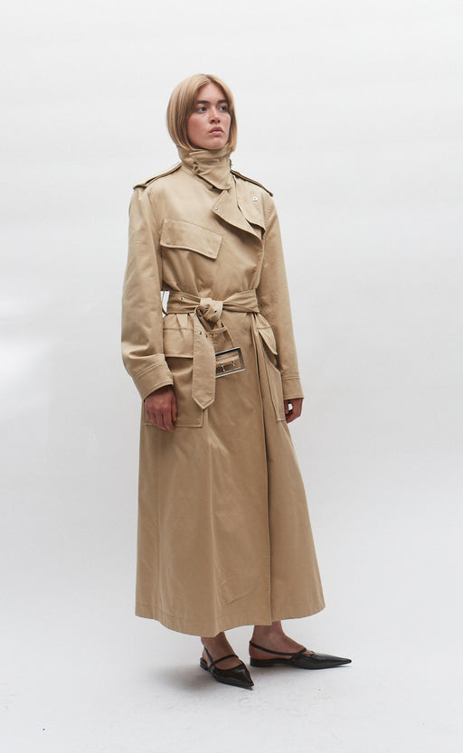 Khaki Oversized Cotton Trench Coat