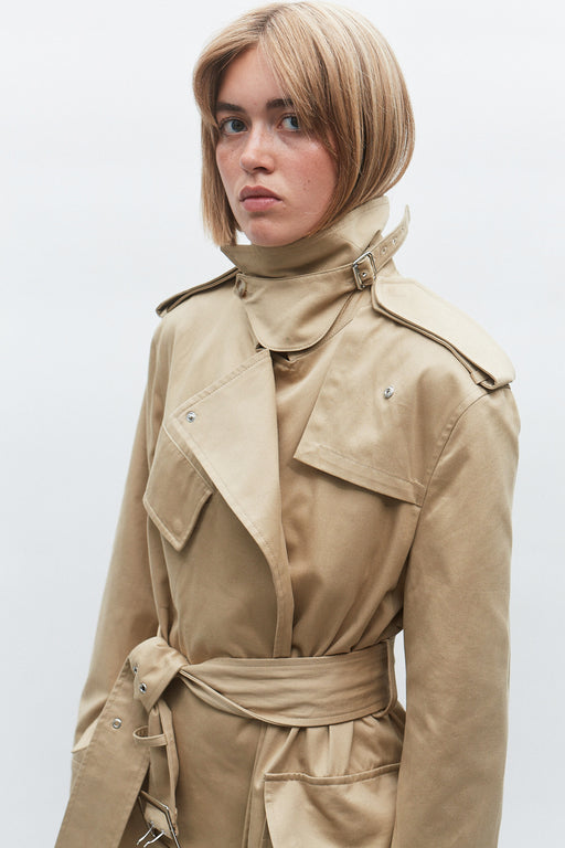 Khaki Oversized Cotton Trench Coat