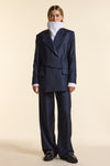 Navy Wool Wrap Jacket