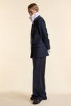 Navy Wool Wrap Jacket