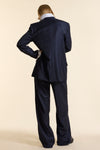 Navy Wool Wrap Jacket