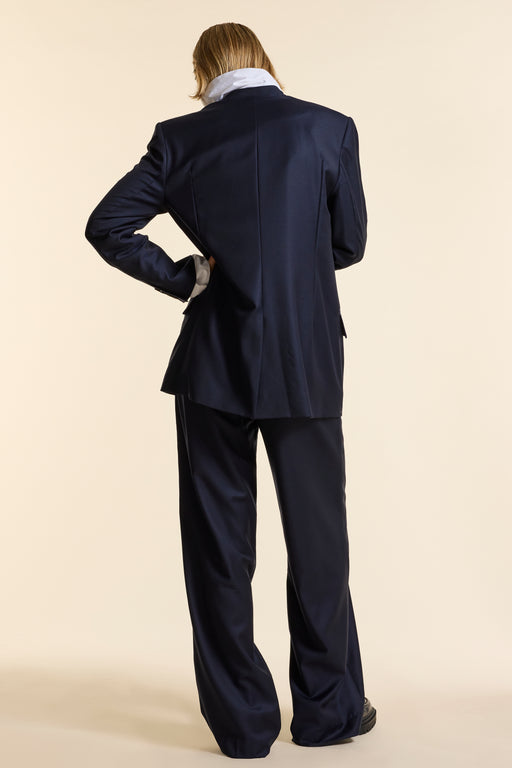 Navy Wool Wrap Jacket