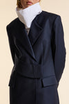 Navy Wool Wrap Jacket