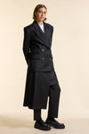 Black Wool Exaggerated Double Breasted Jacket