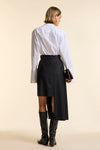 Black Wool Straight Wrap Skirt