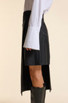 Black Wool Straight Wrap Skirt