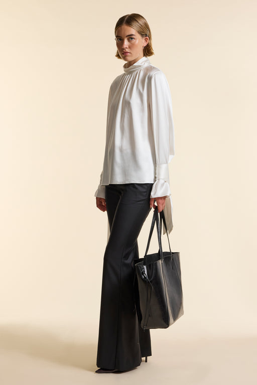 Ivory Silk Tie Cuff Shirt