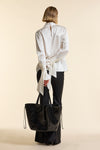 Ivory Silk Tie Cuff Shirt