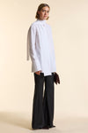 White Poplin Tie Neck Shirt