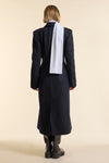 Navy Wool Double Breasted Sculpted Coat