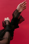 Black Organza Silk Tie Cuff Shirt