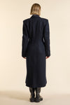 Navy Wool Double Breasted Sculpted Coat