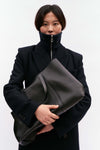 Black Wool Double Breasted Sculpted Coat