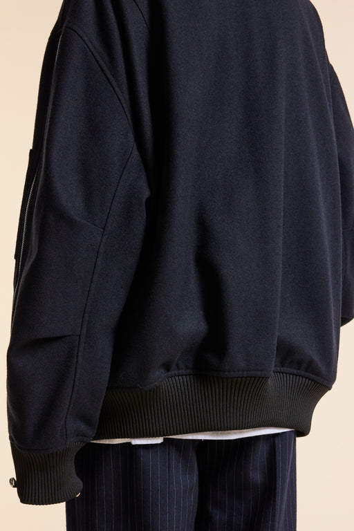 Navy Wool Zipster Bomber Jacket