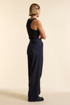 Black Cotton Jersey Asymmetrical Tank Top
