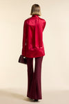 Red Silk Tie Neck Shirt