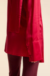 Red Silk Tie Neck Shirt