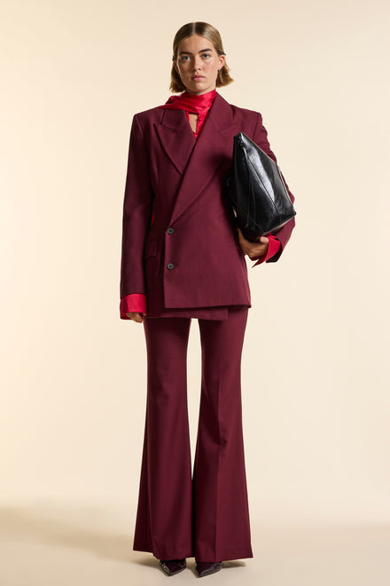 Burgundy Wool Asymmetrical Jacket