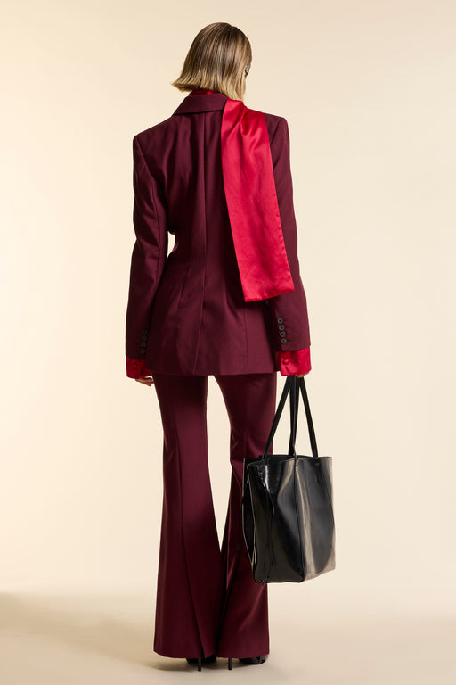 Burgundy Wool Asymmetrical Jacket