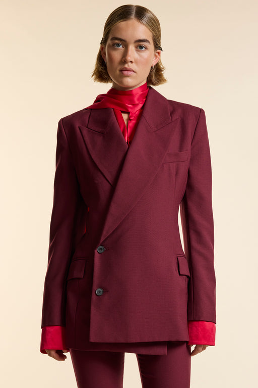 Burgundy Wool Asymmetrical Jacket
