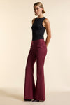 Burgundy Wool Fit & Flare Trouser