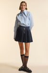 Navy Wool Bold Pinstripe Mini Kilt