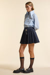 Navy Wool Bold Pinstripe Mini Kilt