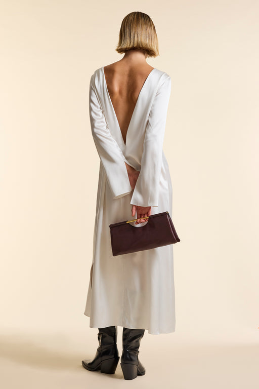 Ivory Silk V Back Dress