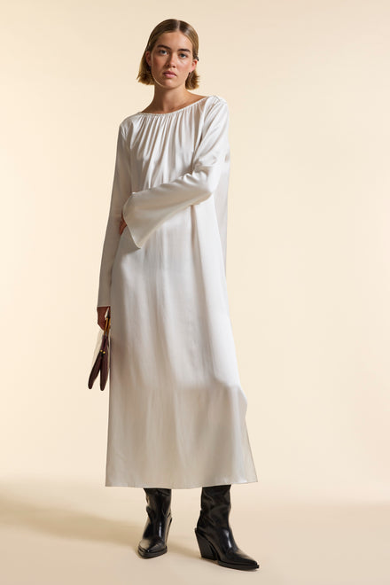 Ivory Silk V Back Dress