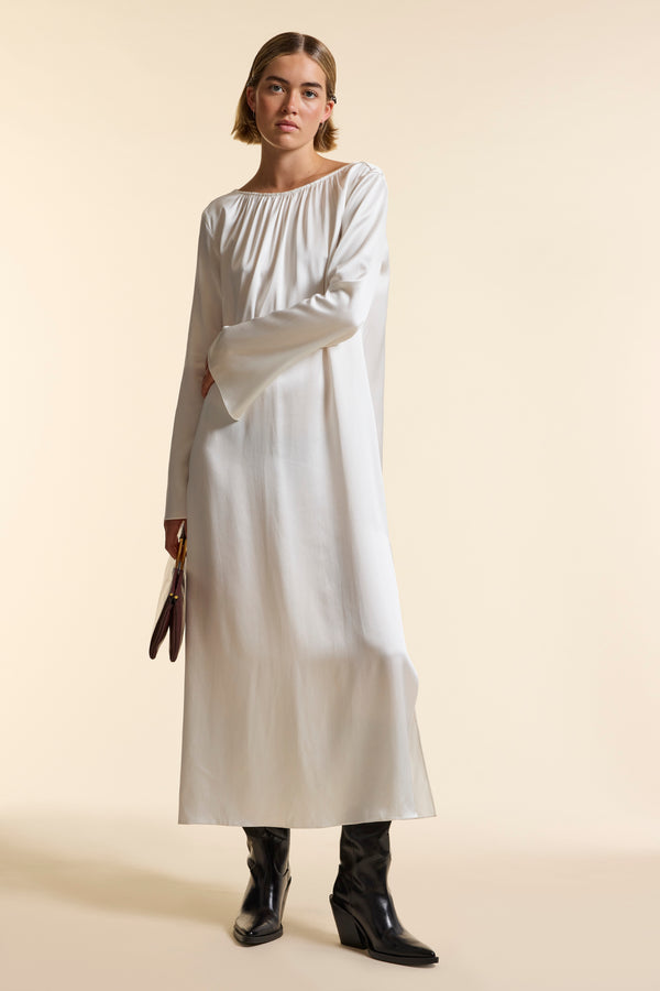 Ivory Silk V Back Dress