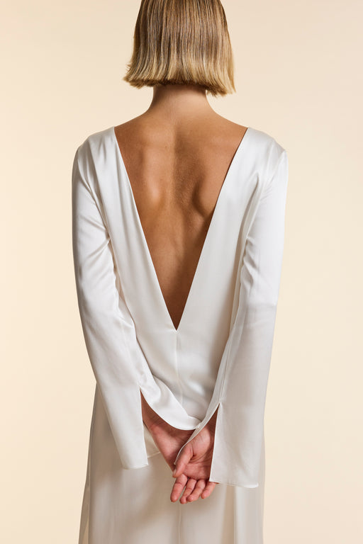 Ivory Silk V Back Dress