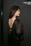 Black Silk V Back Dress