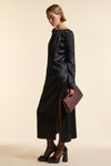 Black Silk V Back Dress