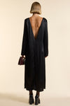 Black Silk V Back Dress