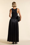 Black Silk Long Gathered Skirt