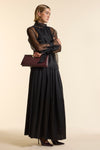 Black Organza Silk Tie Cuff Shirt