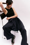 Black Cotton Jersey Asymmetrical Tank Top