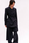 Navy Wool Wrap Jacket