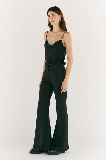 Black Wool Fit & Flare Trouser