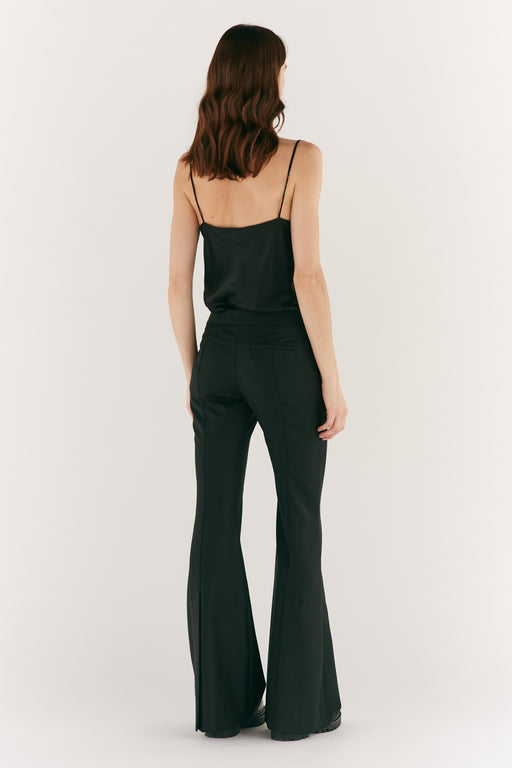 Black Wool Fit & Flare Trouser