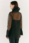 Black Organza Mock Neck Shirt