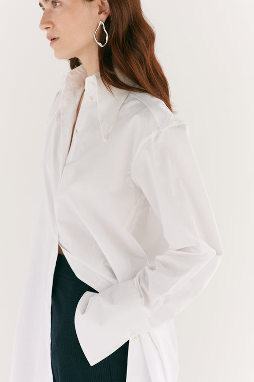 Exaggerated Collar Oversized Tailored Organic Poplin Shirt