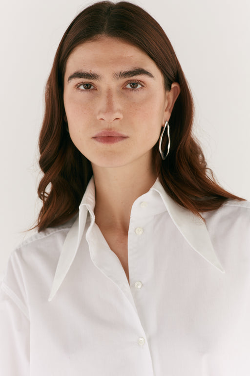 Exaggerated Collar Oversized Tailored Organic Poplin Shirt