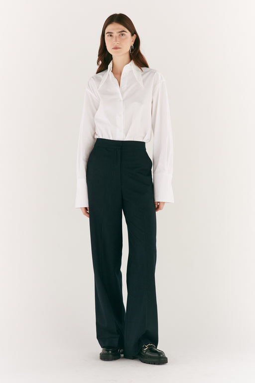 Exaggerated Collar Oversized Tailored Organic Poplin Shirt