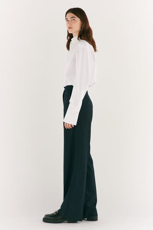 Micro Pinstripe Wide Leg Trouser