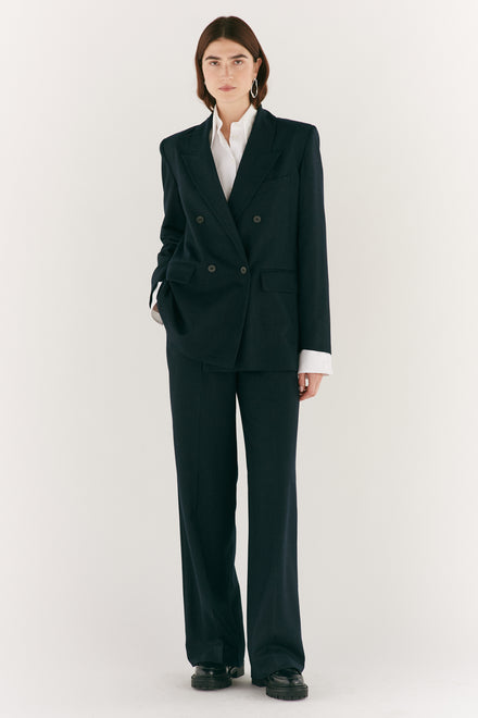 Micro Pinstripe Wide Leg Trouser