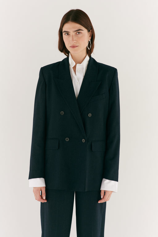 Micro Navy pinstripe  Double Breasted Jacket