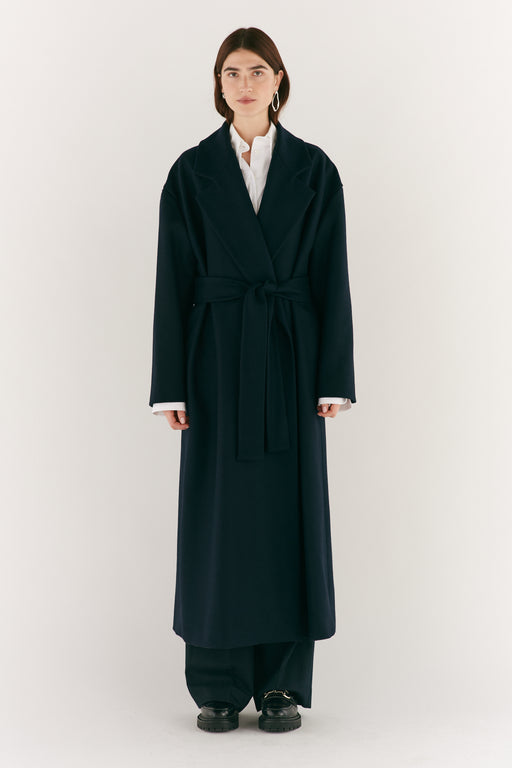 Navy Wool Grandad coat