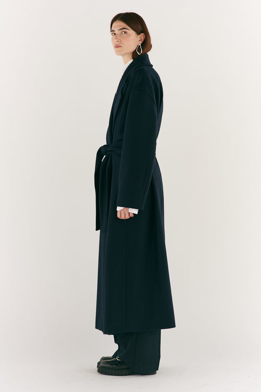 Navy Wool Grandad coat