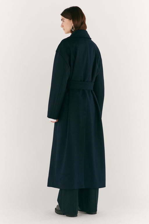 Navy Wool Grandad coat